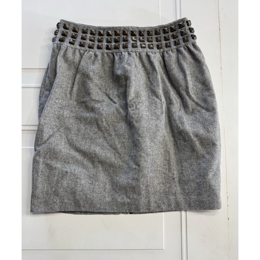 Silence + Noise Gray Wool Blend Studded Mini Skirt Size 0 XS Zip Up